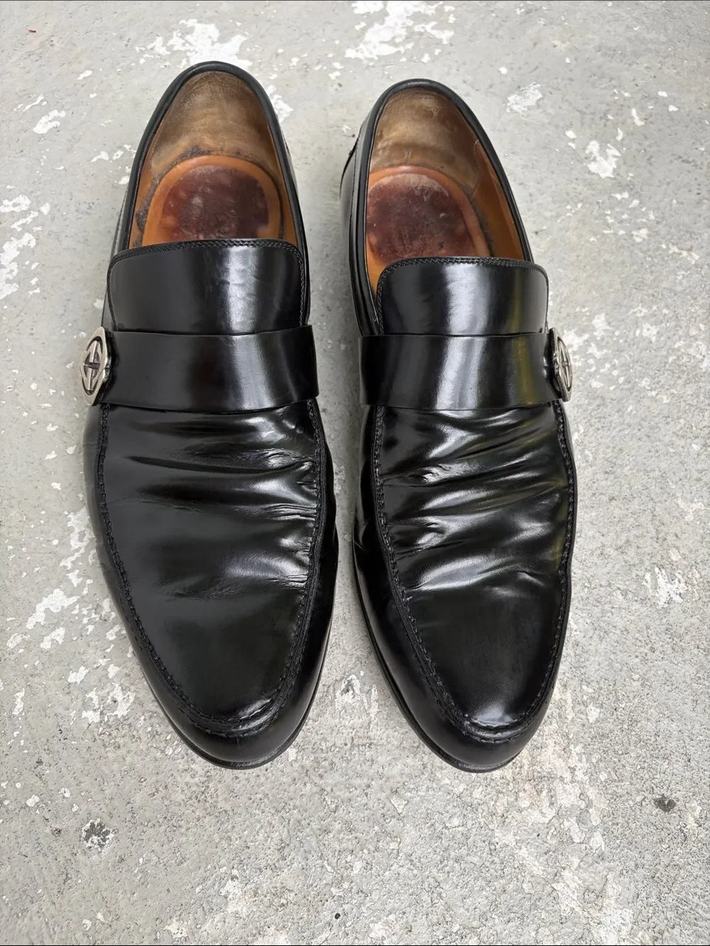 Gucci Double GG leather slippers